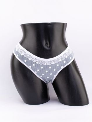 Слипы в крупный горошек с кружевом - фото 1