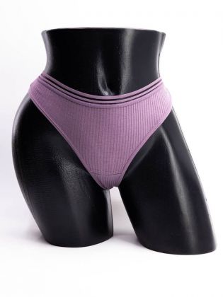 Стринги в рубчик с прозрачным поясом - фото 1