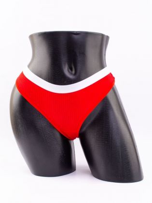 Стринги в рубчик с белым поясом - фото 1