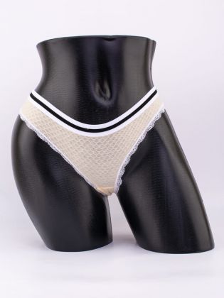 Слипы вафельные с эластичным поясом и кружевной окантовкой  - фото 1