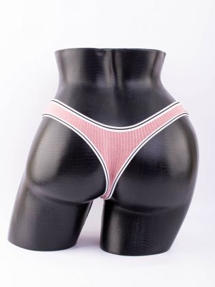 Стринги в рубчик с белым поясом и черной полоской  - фото 3