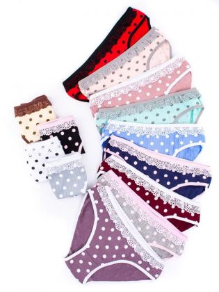 Слипы в крупный горошек с кружевом - фото 2