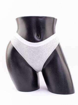 Стринги в рубчик с белым поясом - фото 1