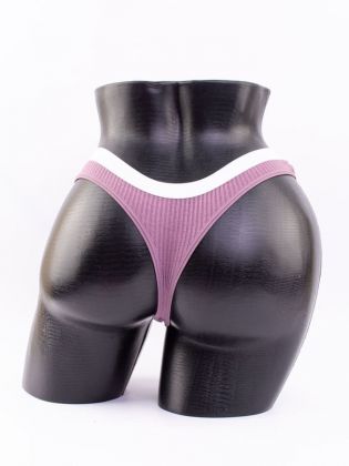 Стринги в рубчик с белым поясом - фото 3