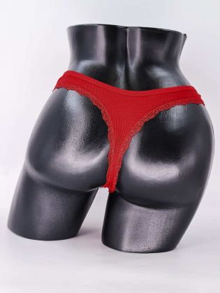 Стринги в рубчик с бахромой - фото 3