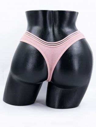 Стринги в рубчик с прозрачным поясом - фото 3